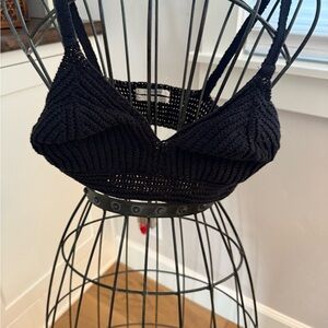 Anthropologie Black Crochet Top